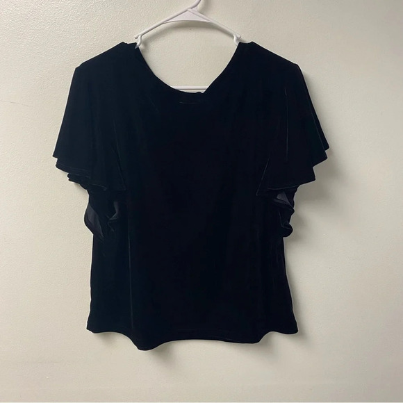 S’Edge Velvet Flutter Sleeve Shirt Size Small - Picture 4 of 4
